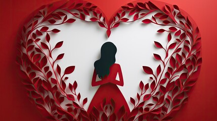 Wall Mural - heart with hands hugging self