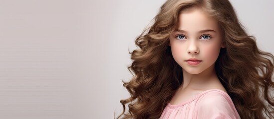Poster - Captivating Beauty of a Young Woman with Gorgeous Long Brown Hair in Soft Light Portrait