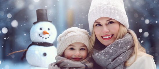 Aufkleber - Mother and Child Strike a Pose Together, Captured in a Tender Family Moment