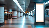 Fototapeta  - Blank mock up for vertical poster advertising; 6 sheet digital display in MRT station; OOH out of home template.. space for text,
