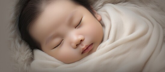 Poster - Peaceful Infant Resting Serenely on Soft Blanket in a Calm Sleep