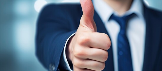 Aufkleber - Successful Businessman in Formal Attire Gesturing a Positive Thumbs Up Sign
