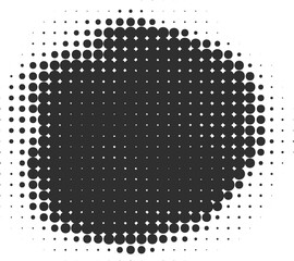 Poster - halftone dotted shape. paint blob with noisy effect. abstract splatter circle shape.