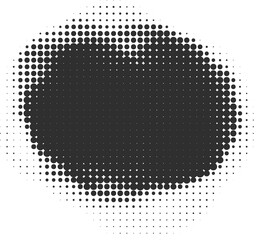 Poster - halftone dotted shape. paint blob with noisy effect. abstract splatter circle shape.