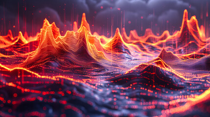 Wall Mural - Abstract Digital Wave, Futuristic Network Design, Technology and Data Flow Concept, Modern Background
