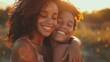 caring african american mother hugging teenage daughter enjoy moment of love motherhood concept  
