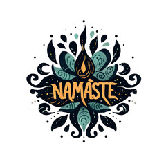 Poster - A colorful design with the word Namaste written in yellow. The design features a flower and a candle