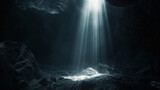 Fototapeta Do przedpokoju - Ethereal Light Showering a Mystical Cave, Unearthing the Marvels of the Underground