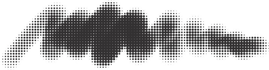 Poster - halftone noisy gradient paint brush stroke. dotted blob. abstract grunge element