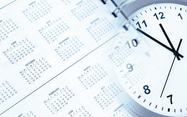 Wall Mural - clock face and calendar composite