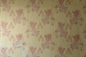 old wallpaper on the wall. old wallpaper for texture or background.