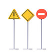 © Sergii Pavlovskyi - Cartoon Vector Illustration Of Road Signs. Standardized Symbols Placed Alongside Roads, Offering Directions, Cautions