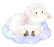 cute cartoon sheep on cloud