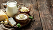 Various dairy products milk cream cheesse