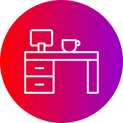 Poster - Desk Line Gradient Circle Icon