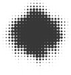 Halftone dotted shape. Paint blob with noisy effect. Abstract splatter shape
