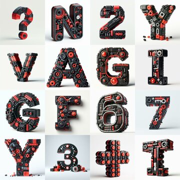 plastic toys blocks 3D Lettering Typeface. AI generated illustration