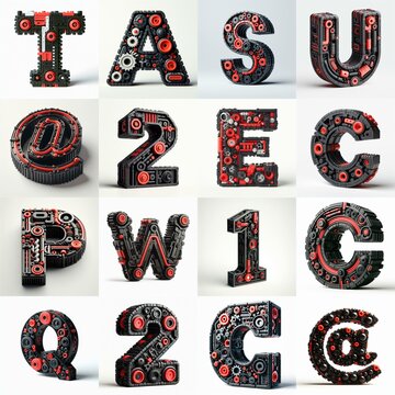 plastic toys blocks 3D Lettering Typeface. AI generated illustration