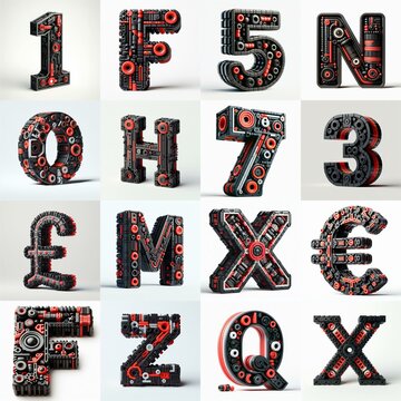 plastic toys blocks 3D Lettering Typeface. AI generated illustration