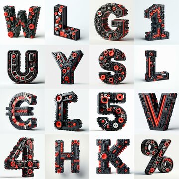 plastic toys blocks 3D Lettering Typeface. AI generated illustration