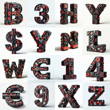 plastic toys blocks 3D Lettering Typeface. AI generated illustration