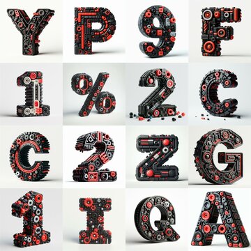plastic toys blocks 3D Lettering Typeface. AI generated illustration
