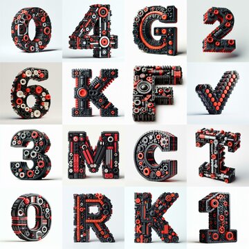 plastic toys blocks 3D Lettering Typeface. AI generated illustration