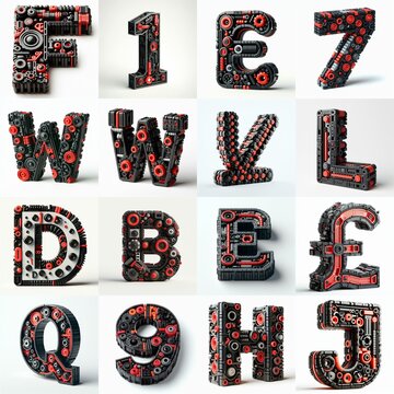plastic toys blocks 3D Lettering Typeface. AI generated illustration