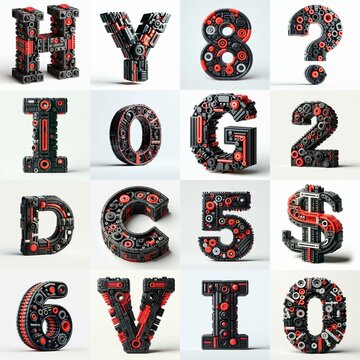 plastic toys blocks 3D Lettering Typeface. AI generated illustration