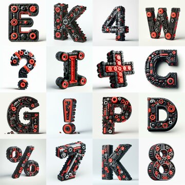 plastic toys blocks 3D Lettering Typeface. AI generated illustration
