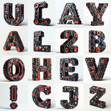 plastic toys blocks 3D Lettering Typeface. AI generated illustration