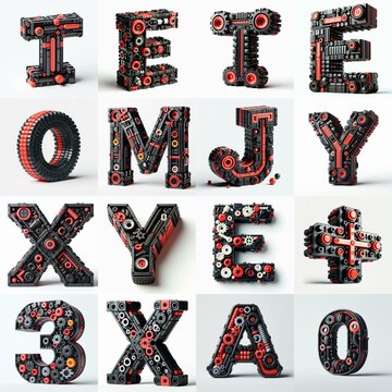 plastic toys blocks 3D Lettering Typeface. AI generated illustration