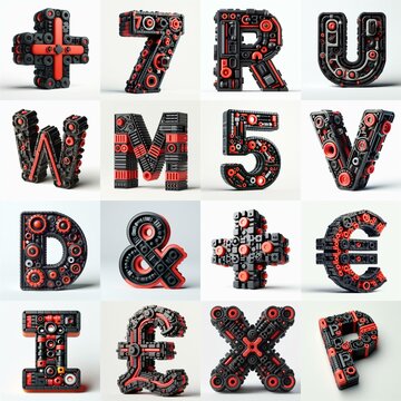 plastic toys blocks 3D Lettering Typeface. AI generated illustration