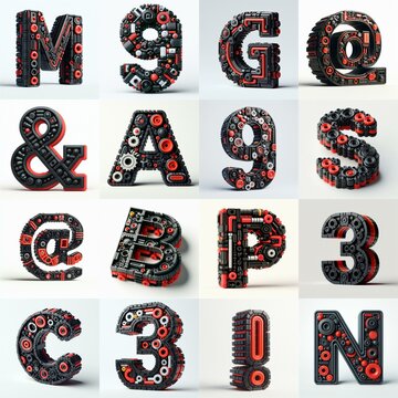 plastic toys blocks 3D Lettering Typeface. AI generated illustration