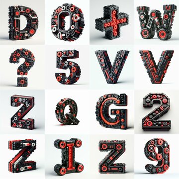 plastic toys blocks 3D Lettering Typeface. AI generated illustration