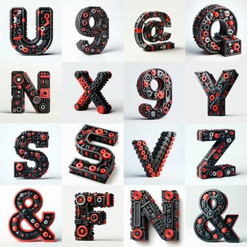 plastic toys blocks 3D Lettering Typeface. AI generated illustration