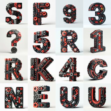 plastic toys blocks 3D Lettering Typeface. AI generated illustration