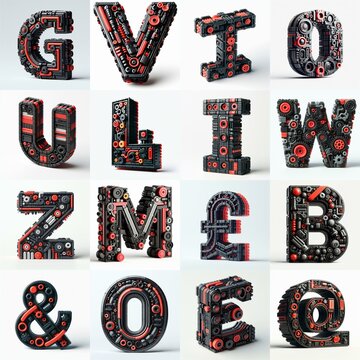 plastic toys blocks 3D Lettering Typeface. AI generated illustration