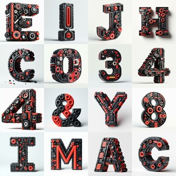 plastic toys blocks 3D Lettering Typeface. AI generated illustration