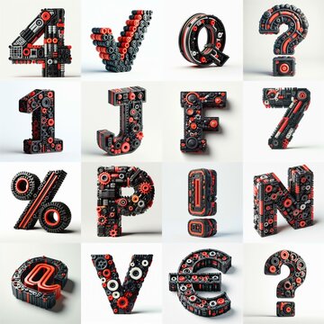plastic toys blocks 3D Lettering Typeface. AI generated illustration