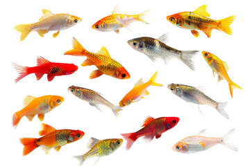 Wall Mural - colorful isolated fishes on white background
