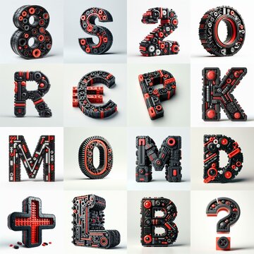 plastic toys blocks 3D Lettering Typeface. AI generated illustration