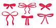 © Yuliya - Set of gift bows made of thin red ribbon. Elegant decorative elements for a presentation, party, holiday, event, birthday