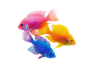 Wall Mural - colorful isolated fishes on white background
