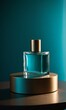Perfume mockup on the podium, minimalistic design. Cosmetics, perfume and advertising concept