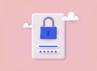 Poster - Personal data security concept. Secure information transfer background. 3D Web Vector Illustrations.