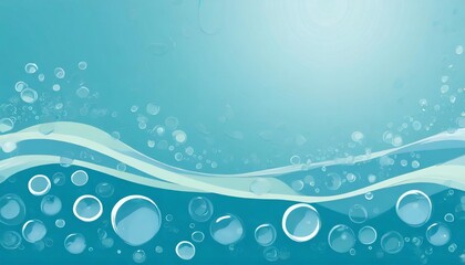 Sticker - a water background with imaginative bubbles floating on its blue surface