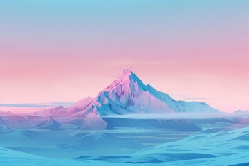 Wall Mural - A single majestic snow-capped mountain peak stands against a pink sky, creating a stunning contrast in nature.