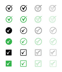 Wall Mural - Green check mark icon. Check mark vector icon. Checkmark Illustration. Vector symbols set ,green checkmark isolated on white background.