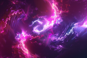 Wall Mural - Abstract neon fractal wallpaper with space